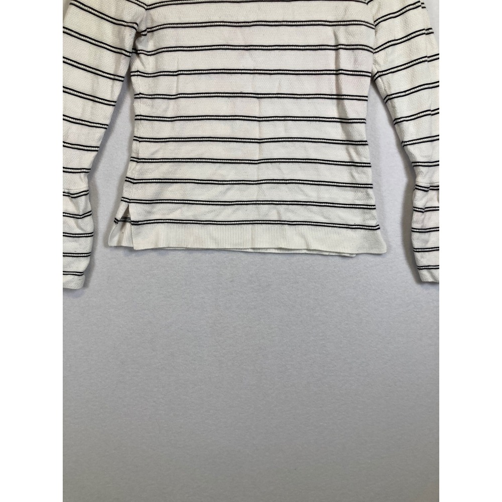 Classic Chic Ann Taylor Factory Women S White Black Striped Bell Sleeve Knit Top - Picture 5 of 9